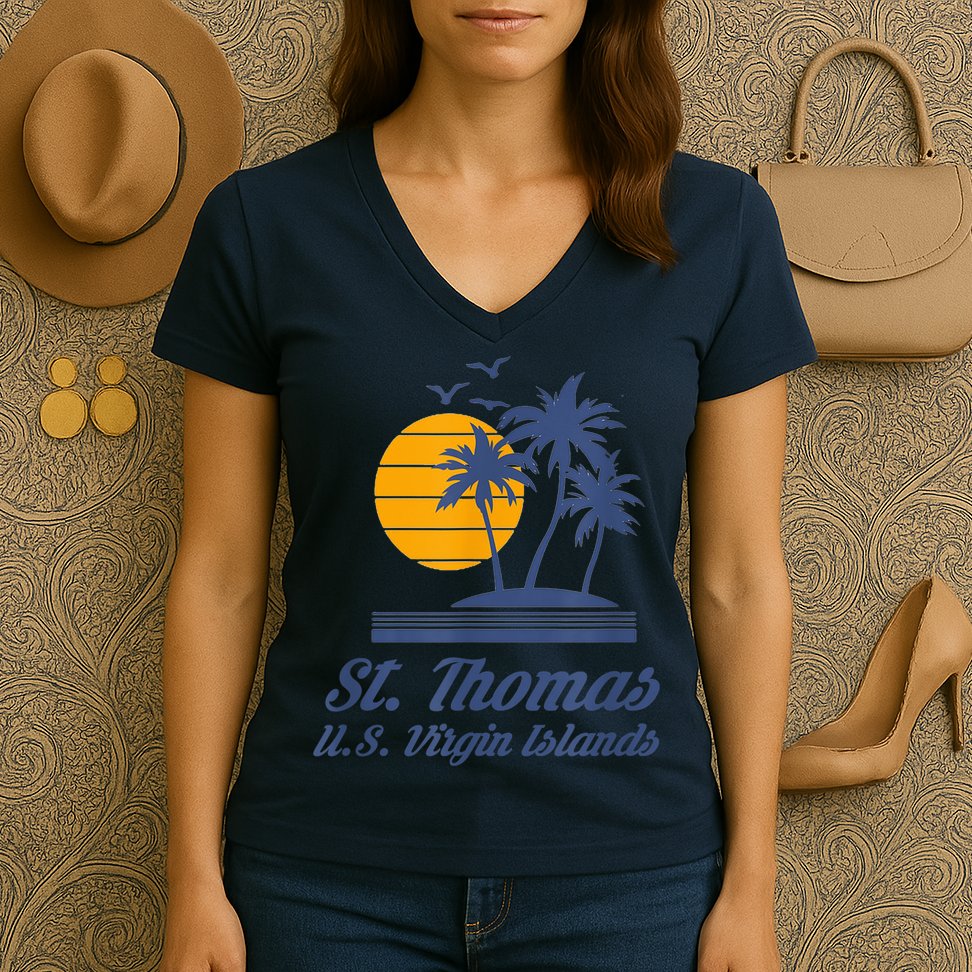 St. Thomas US Virgin Islands Shirt Caribbean Beach Souvenir Women's V-Neck T-Shirt