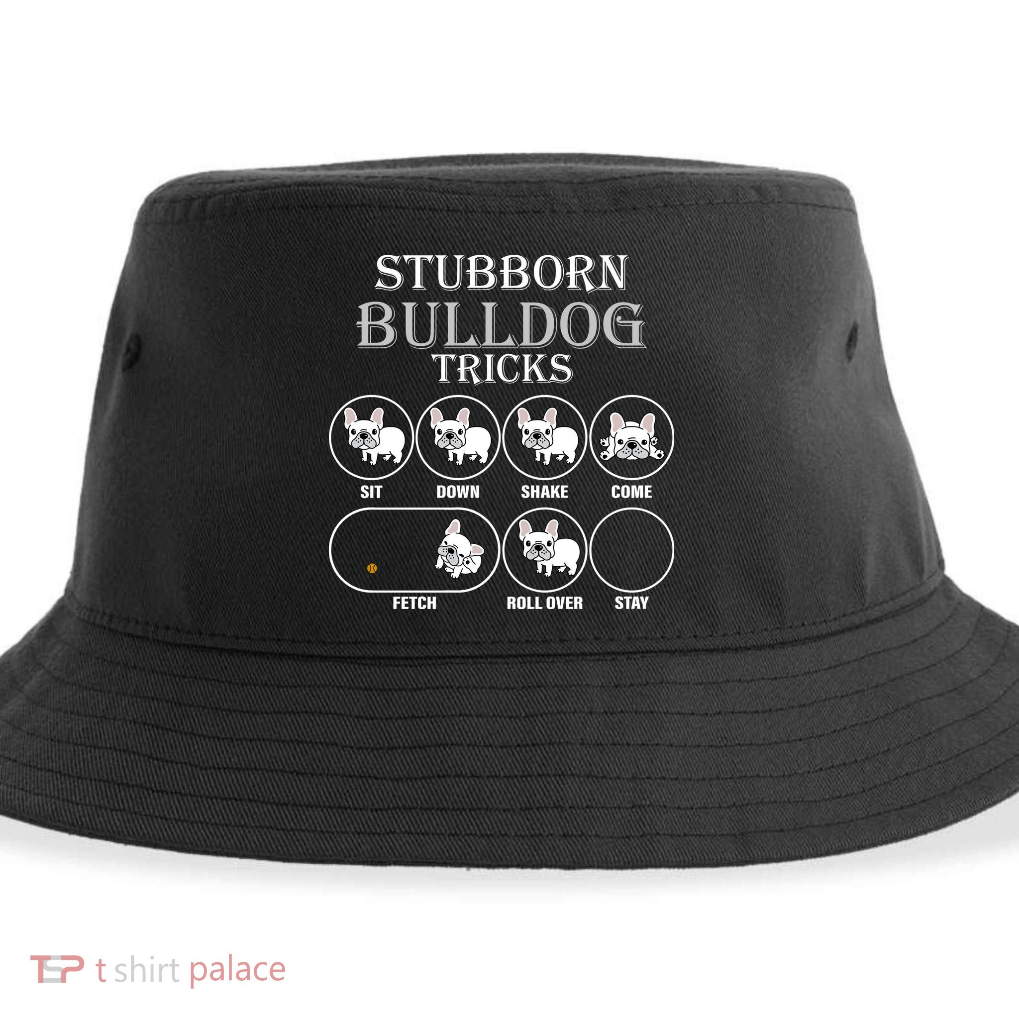 Stubborn Bulldog Tricks Sustainable Bucket Hat