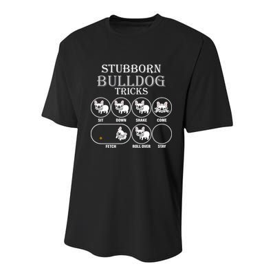 Stubborn Bulldog Tricks Youth Performance Sprint T-Shirt