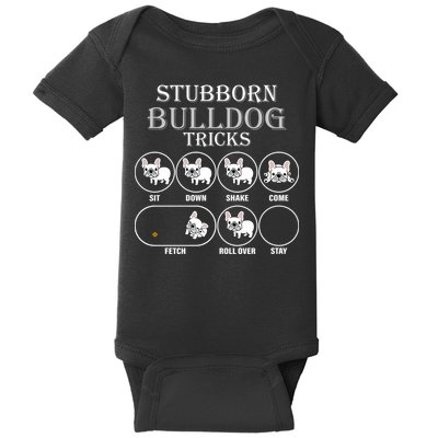 Stubborn Bulldog Tricks Baby Bodysuit