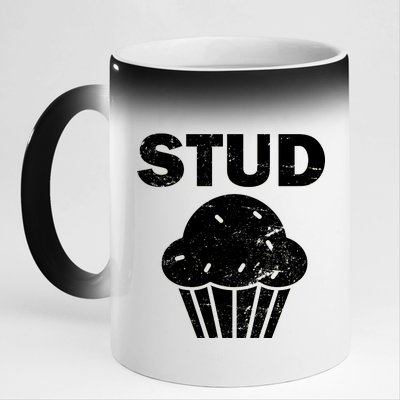 Stud Muffin Funny Retro 11oz Black Color Changing Mug