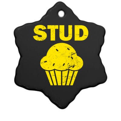 Stud Muffin Funny Retro Ceramic Star Ornament