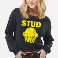 Stud Muffin Funny Retro Cropped Pullover Crew