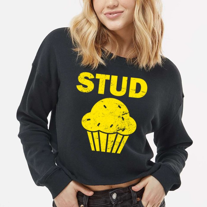 Stud Muffin Funny Retro Cropped Pullover Crew