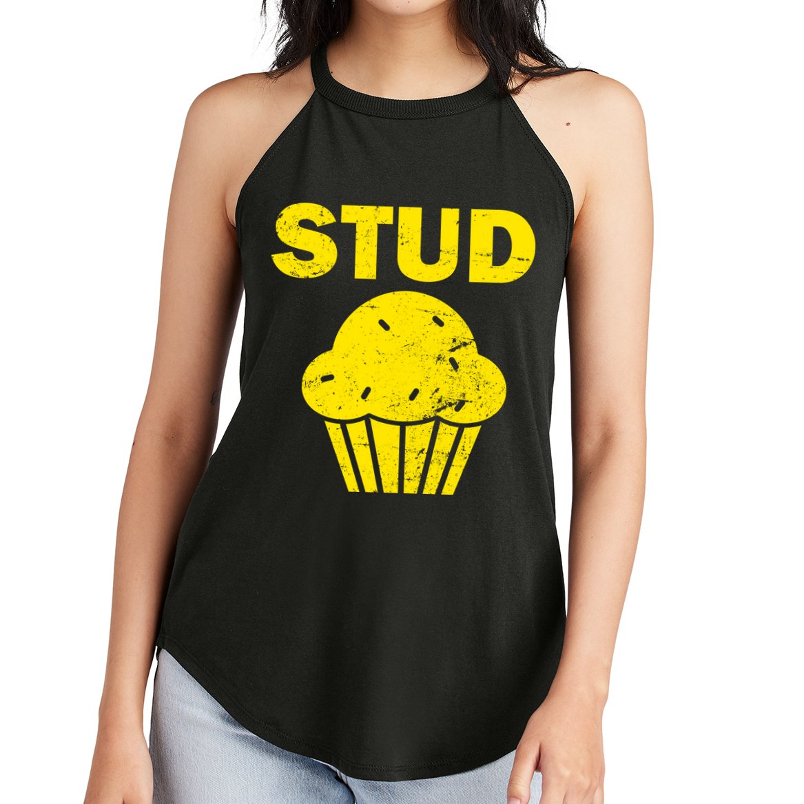 Stud Muffin Funny Retro Women's Perfect Tri Rocker Tank