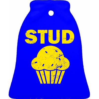 Stud Muffin Funny Retro Ceramic Bell Ornament