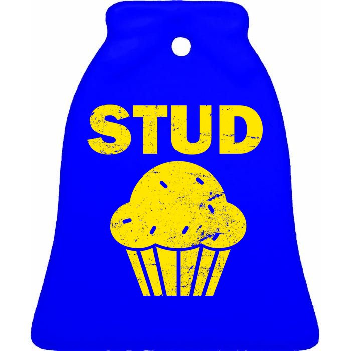 Stud Muffin Funny Retro Ceramic Bell Ornament