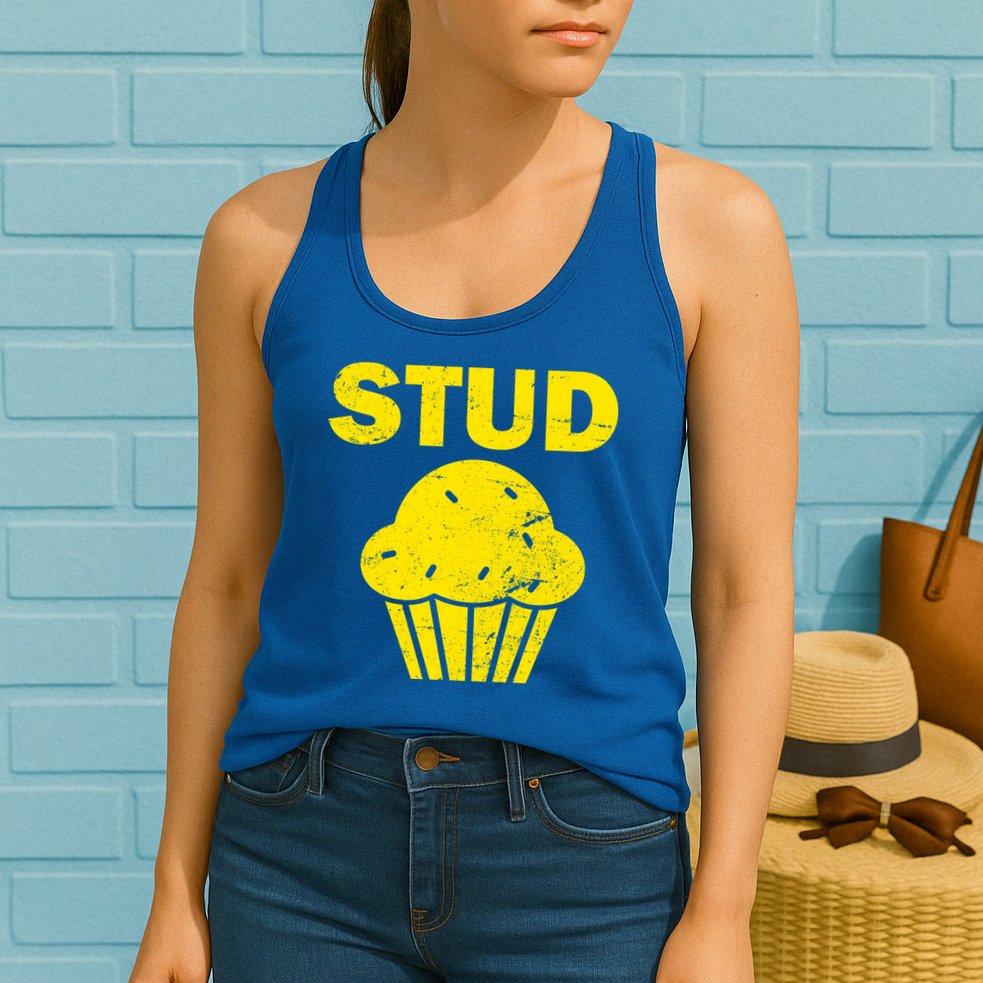Stud Muffin Funny Retro Womens Tank Top