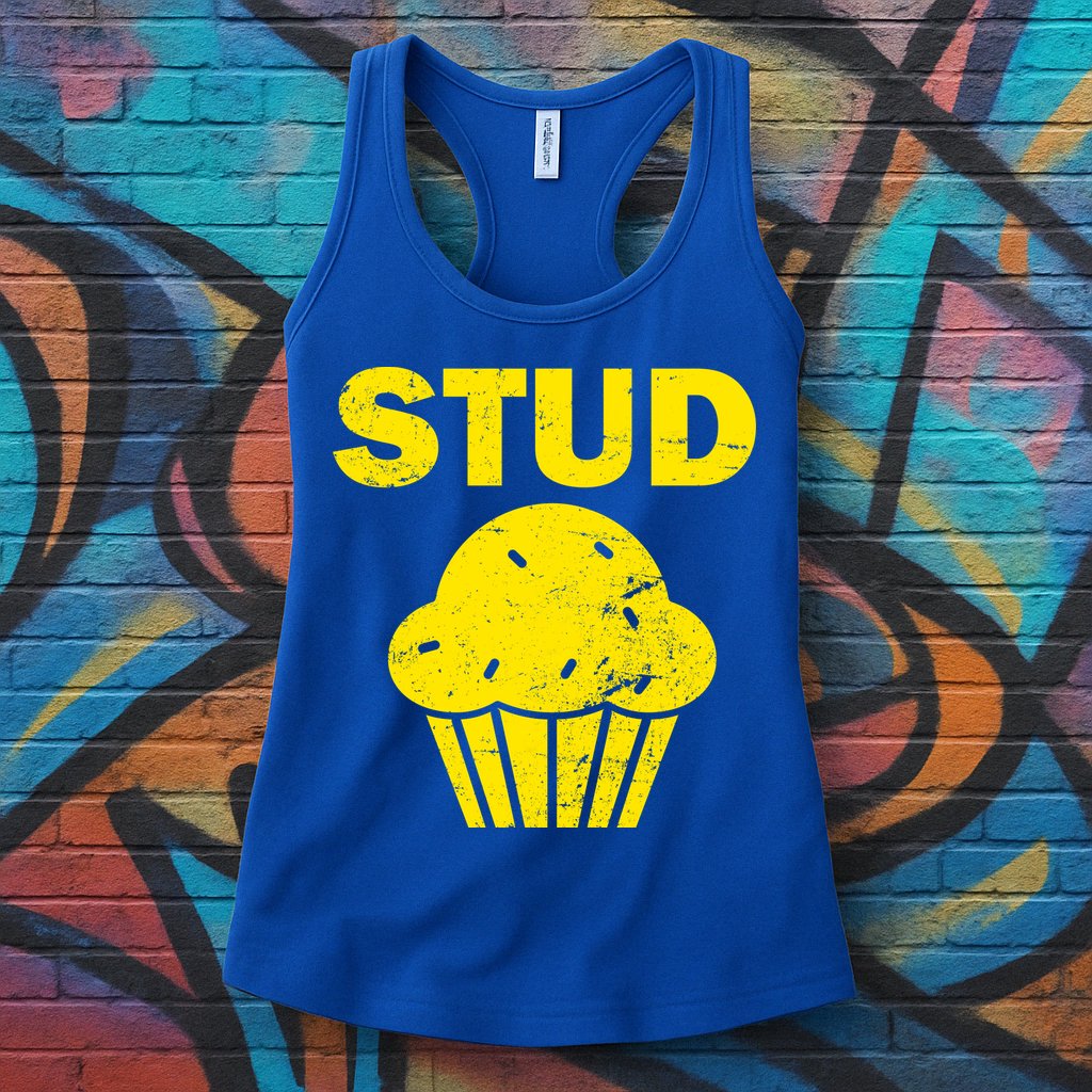 Stud Muffin Funny Retro Womens Tank Top