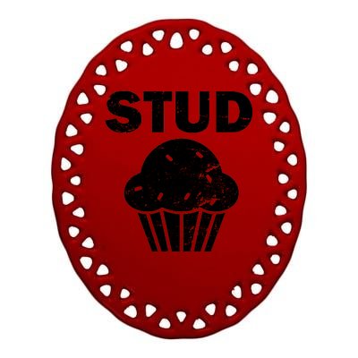 Stud Muffin Funny Retro Ceramic Oval Ornament