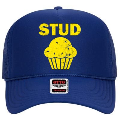 Stud Muffin Funny Retro High Crown Mesh Back Trucker Hat