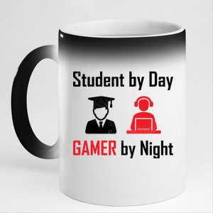 Student By Day Gamer By Night 11oz Black Color Changing Mug