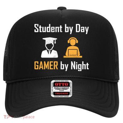 Student By Day Gamer By Night High Crown Mesh Back Trucker Hat