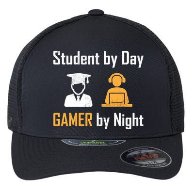 Student By Day Gamer By Night Flexfit Unipanel Trucker Cap