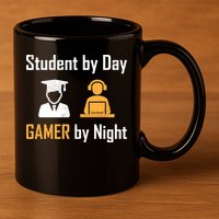 Student By Day Gamer By Night 11oz C Handle Ceramic Mug
