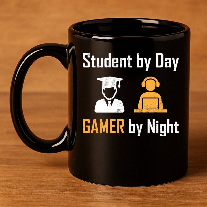 Student By Day Gamer By Night 11oz C Handle Ceramic Mug