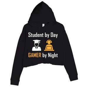 Student By Day Gamer By Night Crop Fleece Hoodie