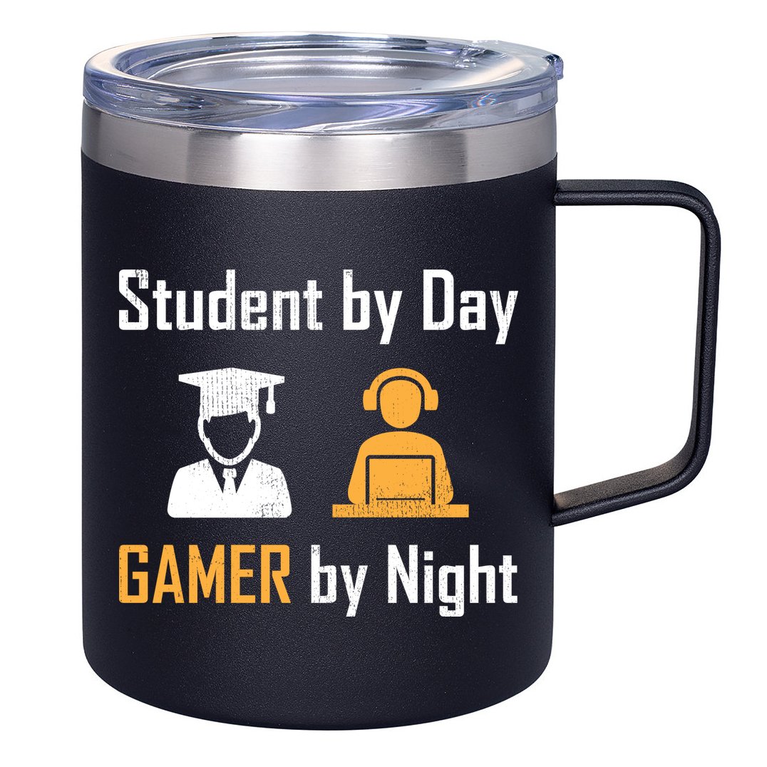 Student By Day Gamer By Night 12oz Stainless Steel Coffee Mug