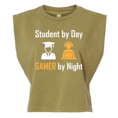 Student By Day Gamer By Night Garment-Dyed Women's Muscle Tee