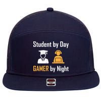 Student By Day Gamer By Night 7 Panel Mesh Trucker Snapback Hat
