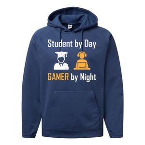 Student By Day Gamer By Night Performance Fleece Hoodie