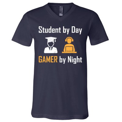 Student By Day Gamer By Night V-Neck T-Shirt