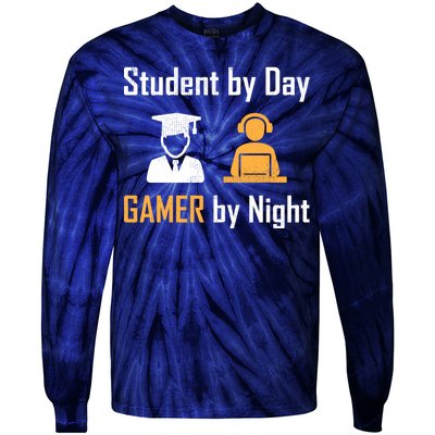 Student By Day Gamer By Night Tie-Dye Long Sleeve Shirt