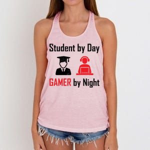 Student By Day Gamer By Night Women's Knotted Racerback Tank