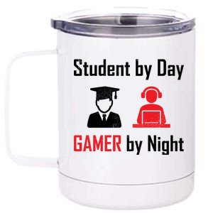 Student By Day Gamer By Night 12 oz Stainless Steel Tumbler Cup