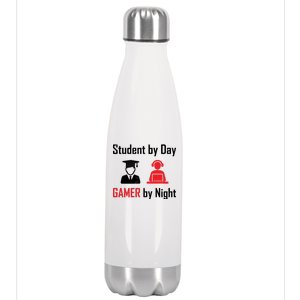 Student By Day Gamer By Night Stainless Steel Insulated Water Bottle