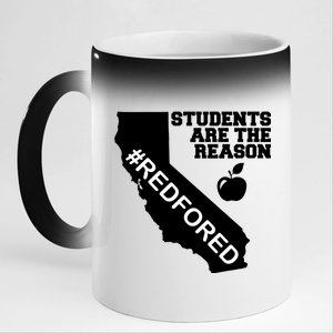 Students Are The Reason Red For Ed California Teacher 11oz Black Color Changing Mug