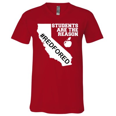 Students Are The Reason Red For Ed California Teacher V-Neck T-Shirt