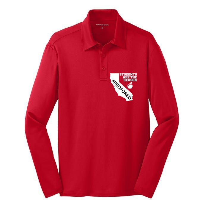 Students Are The Reason Red For Ed California Teacher Silk Touch Performance Long Sleeve Polo