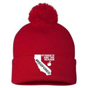 Students Are The Reason Red For Ed California Teacher Pom Pom 12in Knit Beanie