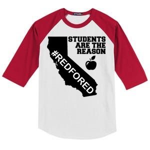 Students Are The Reason Red For Ed California Teacher Kids Colorblock Raglan Jersey