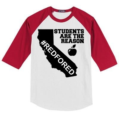 Students Are The Reason Red For Ed California Teacher Kids Colorblock Raglan Jersey