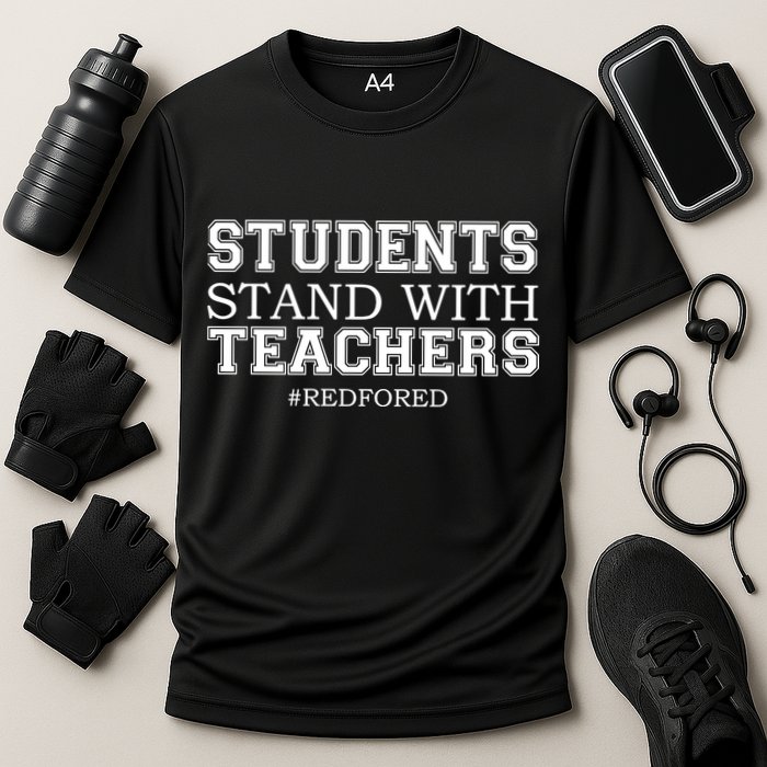 Students Stand With Teachers #RedForEd Cooling Performance Crew T-Shirt