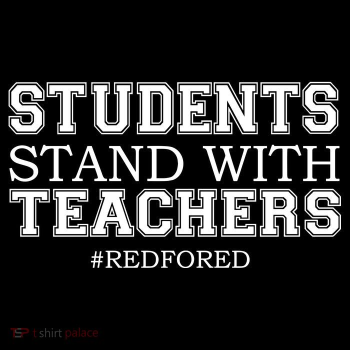 Students Stand With Teachers #RedForEd Drawstring Bag