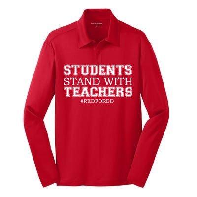 Students Stand With Teachers #RedForEd Silk Touch Performance Long Sleeve Polo