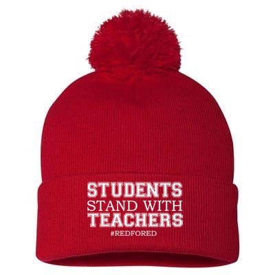 Students Stand With Teachers #RedForEd Pom Pom 12in Knit Beanie