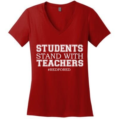 Students Stand With Teachers #RedForEd Women's V-Neck T-Shirt