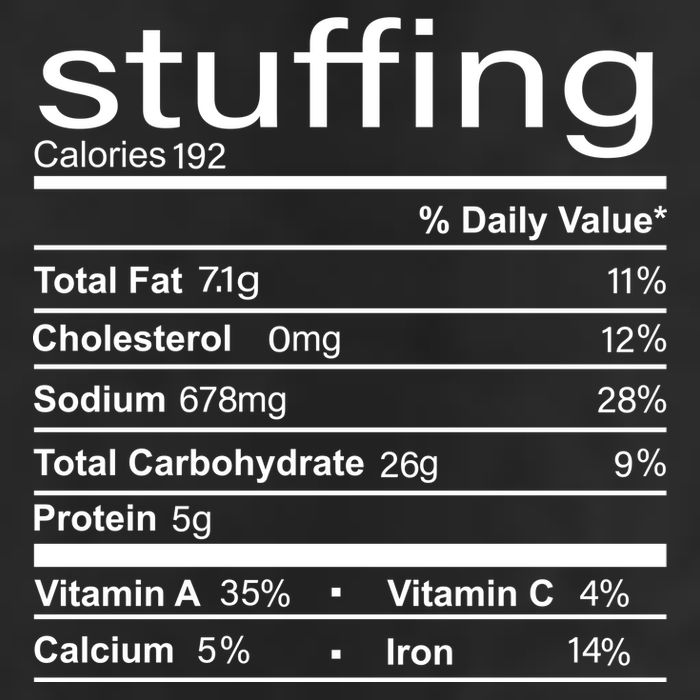 Stuffing Nutritional Facts Funny Thanksgiving 7 Panel Mesh Trucker Snapback Hat