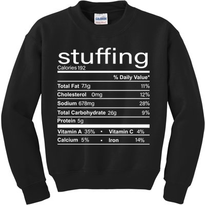 Stuffing Nutritional Facts Funny Thanksgiving Kids Sweatshirt