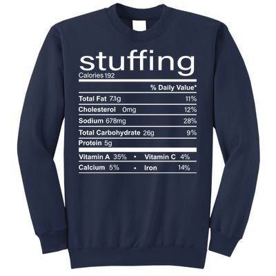 Stuffing Nutritional Facts Funny Thanksgiving Sweatshirt