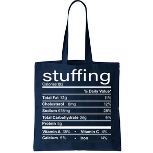 Stuffing Nutritional Facts Funny Thanksgiving Tote Bag