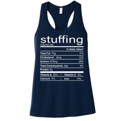 Stuffing Nutritional Facts Funny Thanksgiving Women's Racerback Tank