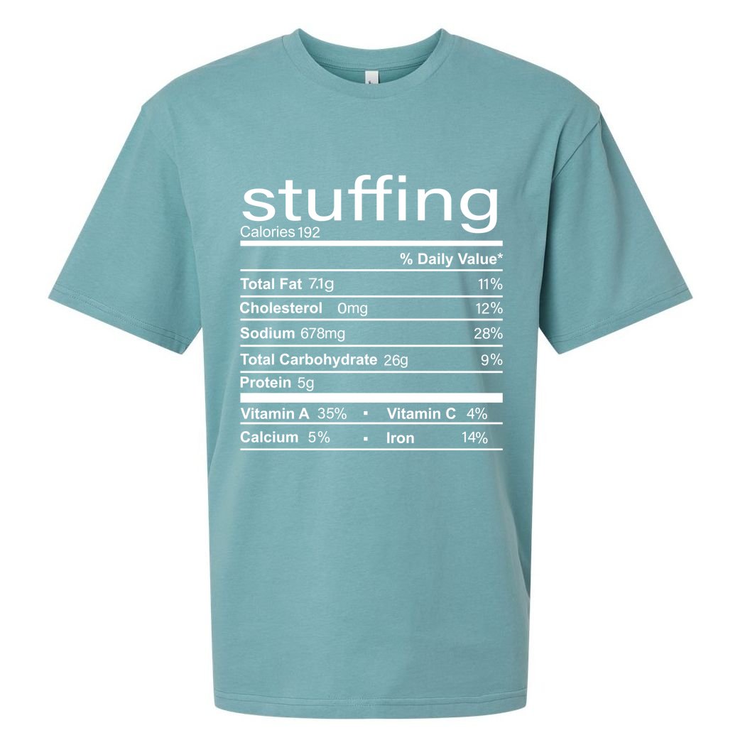 Stuffing Nutritional Facts Funny Thanksgiving Sueded Cloud Jersey T-Shirt