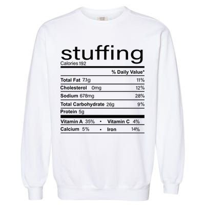 Stuffing Nutritional Facts Funny Thanksgiving Garment-Dyed Sweatshirt