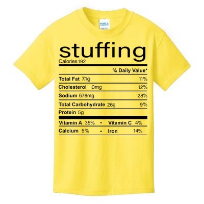 Stuffing Nutritional Facts Funny Thanksgiving Kids T-Shirt