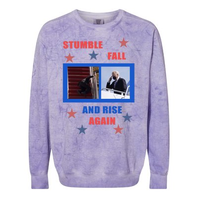 Stumble Fall And Rise Again Funny Biden Meme Colorblast Crewneck Sweatshirt